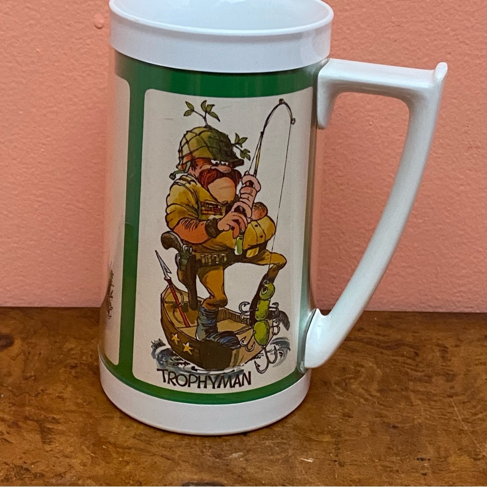 Vintage Thermo Serv Humorous Fishing Themed Mug